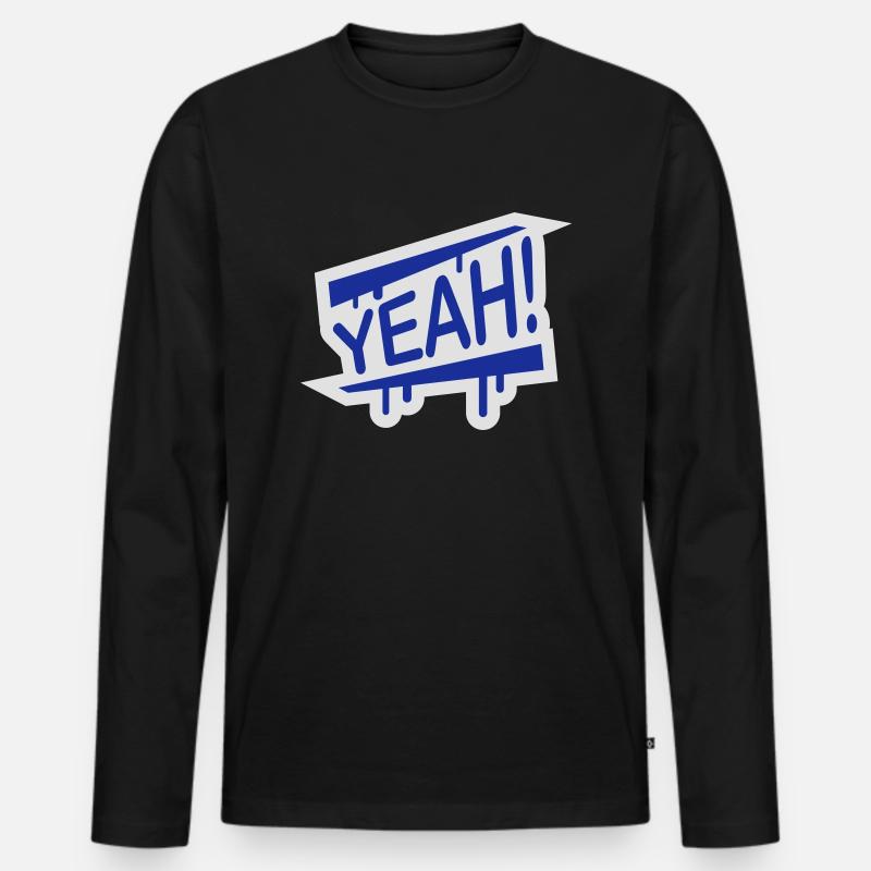 yeah_1f2 - Männer Premium Bio Langarmshirt - Schwarz