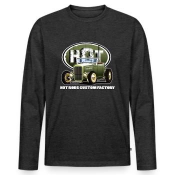 Hot rod - T-shirt manches longues Premium bio Homme - anthracite chiné - Devant - Nico (187cm)