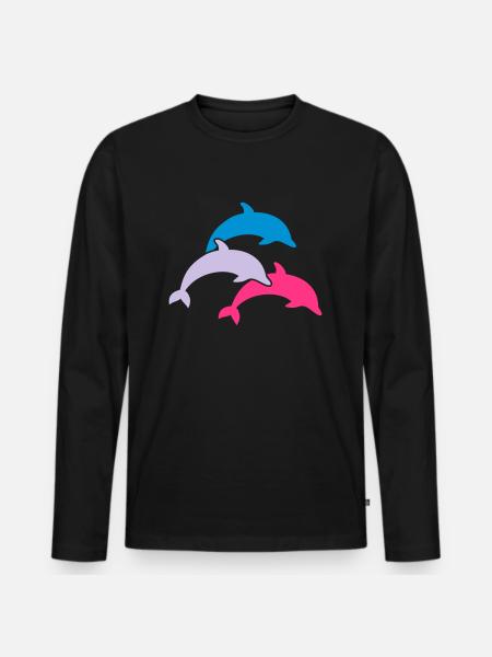 Dolphins - Men's Premium Organic Long Sleeve Shirt - black