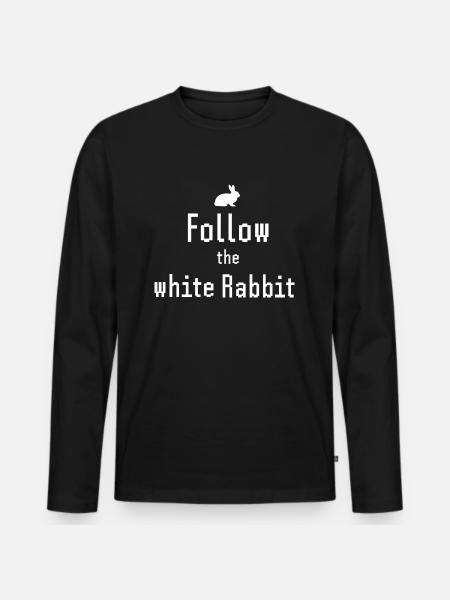 suivez le lapin blanc - T-shirt manches longues Premium bio Homme - noir