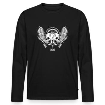 skull_biker - Männer Premium Bio Langarmshirt - Schwarz - Vorne - Nico (187cm)