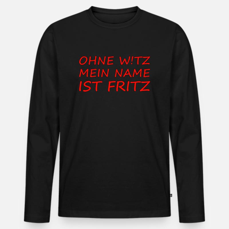 Fritz ohne Witz - Männer Premium Bio Langarmshirt - Schwarz