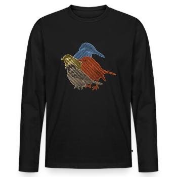 Vogel-Sammlung in Linie Kunst - Männer Premium Bio Langarmshirt - Schwarz - Vorne - Nico (187cm)