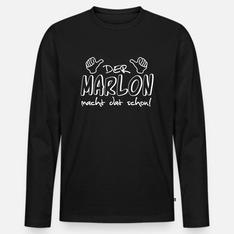 marlon - Männer Premium Bio Langarmshirt - Schwarz