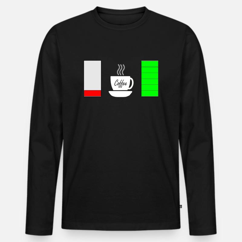 Kaffee - Männer Premium Bio Langarmshirt - Schwarz