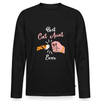 Meilleure tante de chat de tous les temps avec cat Faust - T-shirt manches longues Premium bio Homme - noir - Devant - Nico (187cm)