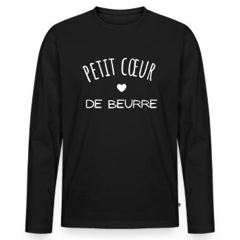 Petit coeur de beurre - T-shirt manches longues Premium bio Homme - noir - Devant - Nico (187cm)