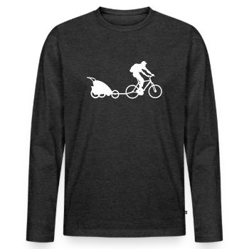 Conducteur de vélo Papa Poussette Pendentif Cadeau - T-shirt manches longues Premium bio Homme - anthracite chiné - Devant - Nico (187cm)