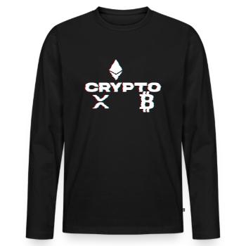 Crypto Glitch - Männer Premium Bio Langarmshirt - Schwarz - Vorne - Nico (187cm)