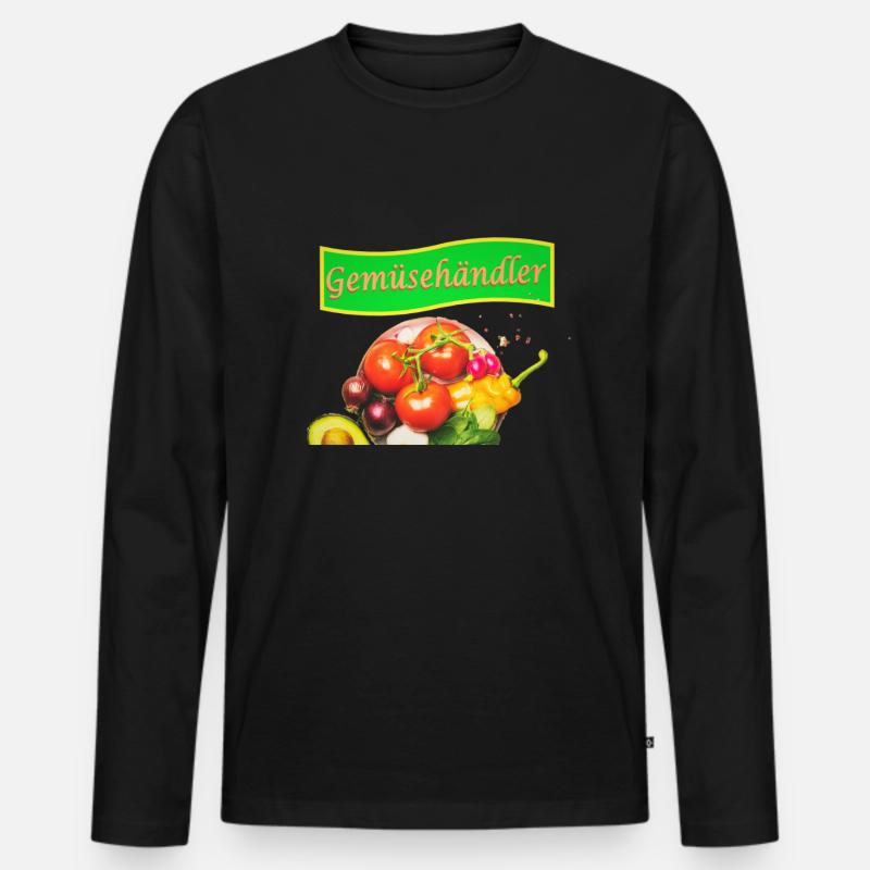 Gemüsehändler - Männer Premium Bio Langarmshirt - Schwarz