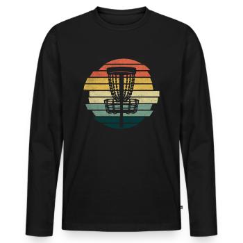 Lecteur de disc golf Rétro Disc Golf Disc Golf Player - T-shirt manches longues Premium bio Homme - noir - Devant - Nico (187cm)