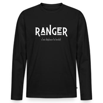 ranger c'est déplacer le bordel - T-shirt manches longues Premium bio Homme - noir - Devant - Nico (187cm)
