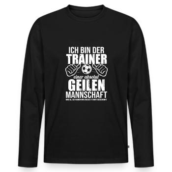 Fußballtrainer Spruch Bester Trainer Fußballcoach - Männer Premium Bio Langarmshirt - Schwarz - Vorne - Nico (187cm)