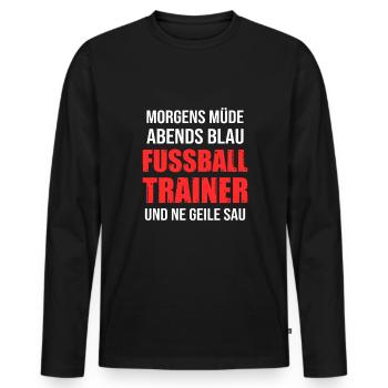 Fußballtrainer Spruch Bester Trainer Fußballcoach - Männer Premium Bio Langarmshirt - Schwarz - Vorne - Nico (187cm)