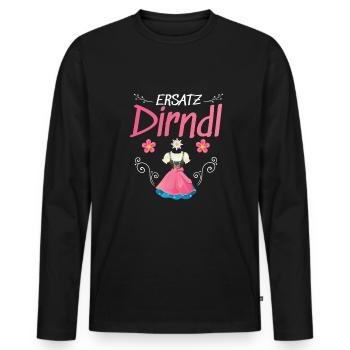 Dirndl Ersatz - Männer Premium Bio Langarmshirt - Schwarz - Vorne - Nico (187cm)