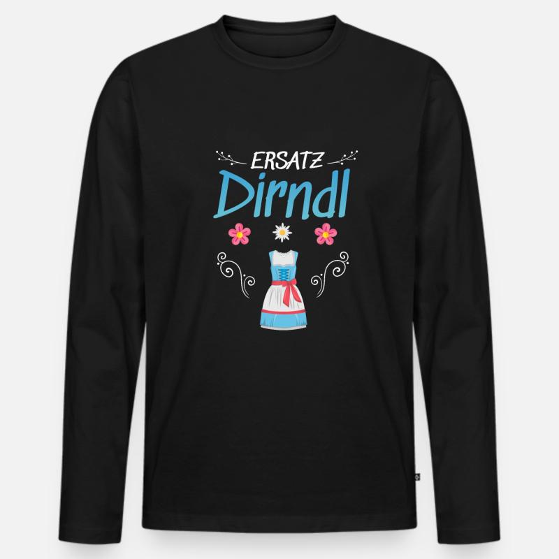 Dirndl Ersatz - Männer Premium Bio Langarmshirt - Schwarz