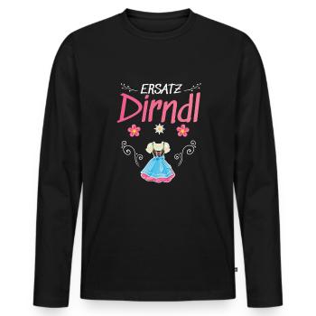 Dirndl Ersatz - Männer Premium Bio Langarmshirt - Schwarz - Vorne - Nico (187cm)