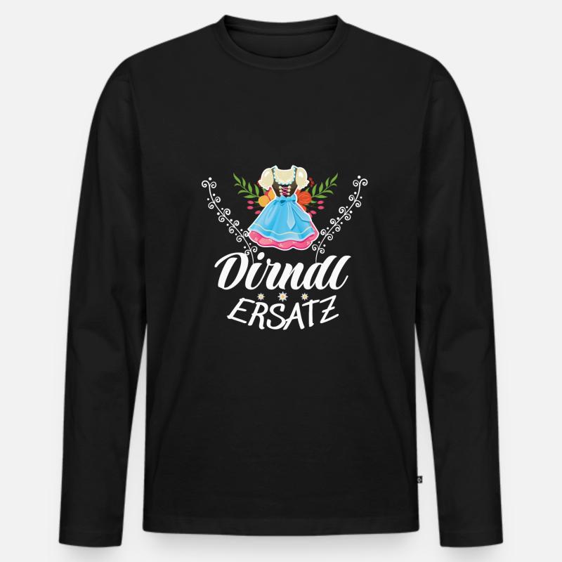 Dirndl Ersatz - Männer Premium Bio Langarmshirt - Schwarz