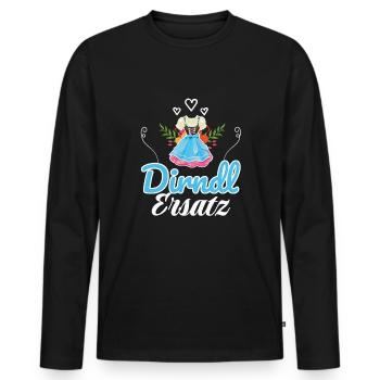 Dirndl Ersatz - Männer Premium Bio Langarmshirt - Schwarz - Vorne - Nico (187cm)