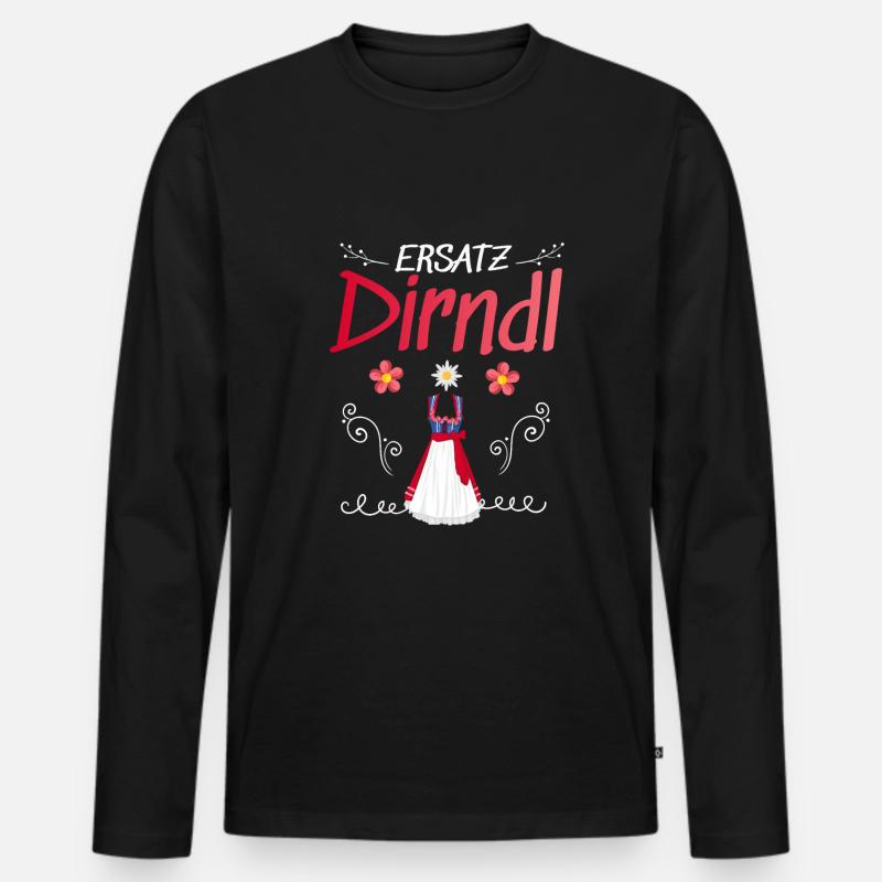 Dirndl Ersatz - Männer Premium Bio Langarmshirt - Schwarz