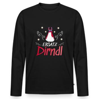 Dirndl Ersatz - Männer Premium Bio Langarmshirt - Schwarz - Vorne - Nico (187cm)
