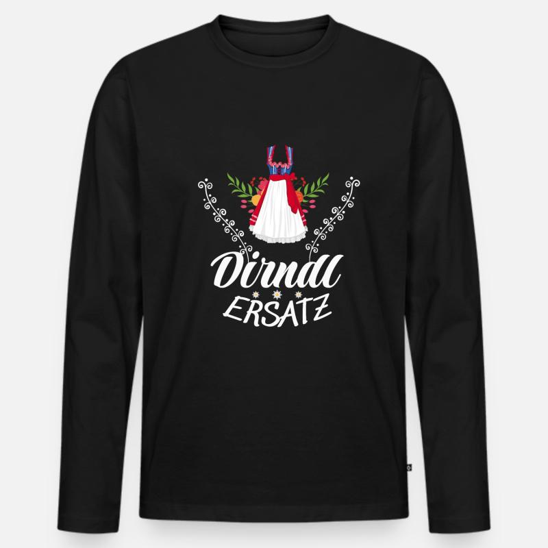 Dirndl Ersatz - Männer Premium Bio Langarmshirt - Schwarz