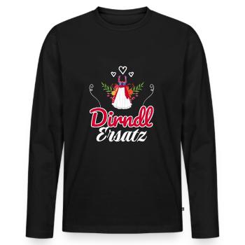 Dirndl Ersatz - Männer Premium Bio Langarmshirt - Schwarz - Vorne - Nico (187cm)