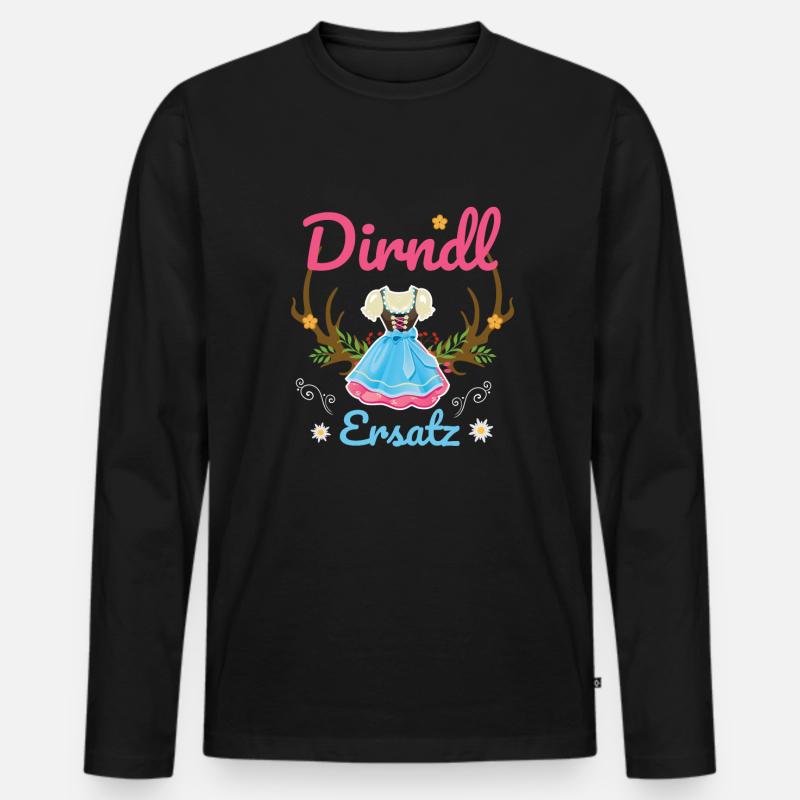 Dirndl Ersatz - Männer Premium Bio Langarmshirt - Schwarz