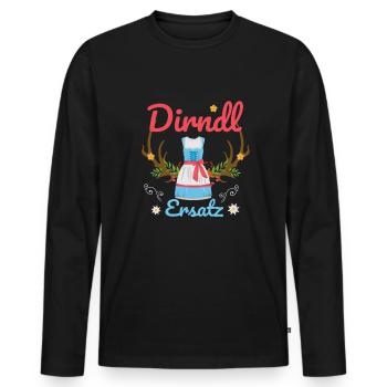 Dirndl Ersatz - Männer Premium Bio Langarmshirt - Schwarz - Vorne - Nico (187cm)