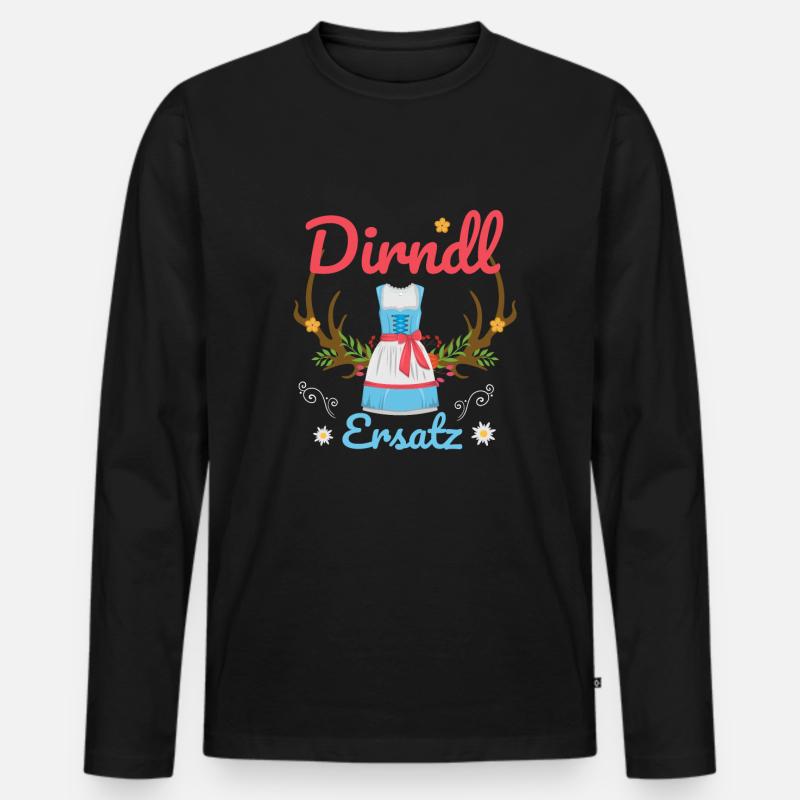Dirndl Ersatz - Männer Premium Bio Langarmshirt - Schwarz