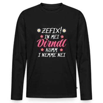 In Mei Dirndl Kumm I Nimma Nei | - Männer Premium Bio Langarmshirt - Schwarz - Vorne - Nico (187cm)