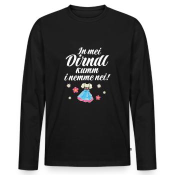 In Mei Dirndl Kumm I Nimma Nei | - Männer Premium Bio Langarmshirt - Schwarz - Vorne - Nico (187cm)