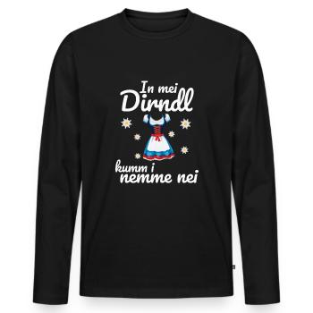 In Mei Dirndl Kumm I Nimma Nei | - Männer Premium Bio Langarmshirt - Schwarz - Vorne - Nico (187cm)