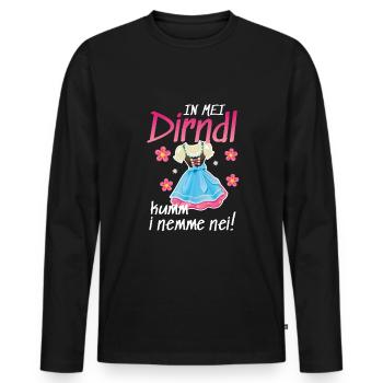In Mei Dirndl Kumm I Nimma Nei | - Männer Premium Bio Langarmshirt - Schwarz - Vorne - Nico (187cm)