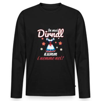 In Mei Dirndl Kumm I Nimma Nei | - Männer Premium Bio Langarmshirt - Schwarz - Vorne - Nico (187cm)
