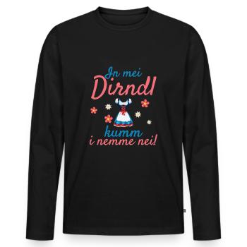 In Mei Dirndl Kumm I Nimma Nei | - Männer Premium Bio Langarmshirt - Schwarz - Vorne - Nico (187cm)