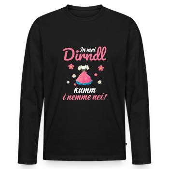In Mei Dirndl Kumm I Nimma Nei | - Männer Premium Bio Langarmshirt - Schwarz - Vorne - Nico (187cm)