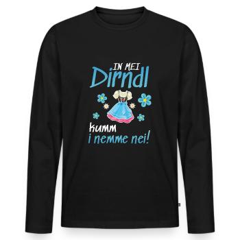 In Mei Dirndl Kumm I Nimma Nei | - Männer Premium Bio Langarmshirt - Schwarz - Vorne - Nico (187cm)