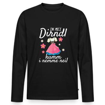 In Mei Dirndl Kumm I Nimma Nei | - Männer Premium Bio Langarmshirt - Schwarz - Vorne - Nico (187cm)