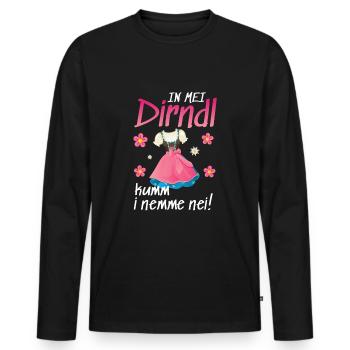 In Mei Dirndl Kumm I Nimma Nei | - Männer Premium Bio Langarmshirt - Schwarz - Vorne - Nico (187cm)