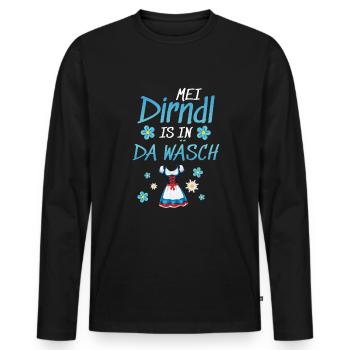Dirndl Tracht | Mei Dirndl is in da - Männer Premium Bio Langarmshirt - Schwarz - Vorne - Nico (187cm)