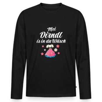 Dirndl Tracht | Mei Dirndl is in da - Männer Premium Bio Langarmshirt - Schwarz - Vorne - Nico (187cm)