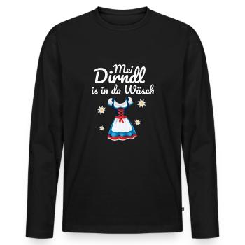 Dirndl Tracht | Mei Dirndl is in da - Männer Premium Bio Langarmshirt - Schwarz - Vorne - Nico (187cm)