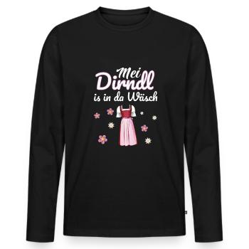 Dirndl Tracht | Mei Dirndl is in da - Männer Premium Bio Langarmshirt - Schwarz - Vorne - Nico (187cm)