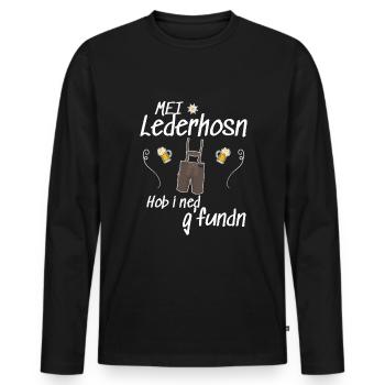Trachtenshirt Herren Lederhosen - Männer Premium Bio Langarmshirt - Schwarz - Vorne - Nico (187cm)