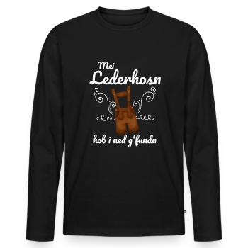 Trachtenshirt Herren Lederhosen - Männer Premium Bio Langarmshirt - Schwarz - Vorne - Nico (187cm)