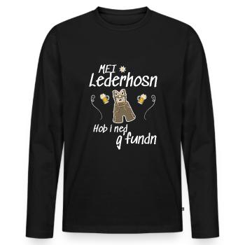 Trachtenshirt Herren Lederhosen - Männer Premium Bio Langarmshirt - Schwarz - Vorne - Nico (187cm)