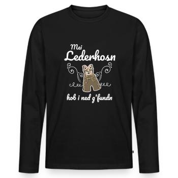 Trachtenshirt Herren Lederhosen - Männer Premium Bio Langarmshirt - Schwarz - Vorne - Nico (187cm)
