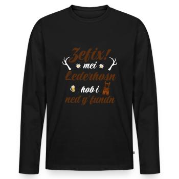 Trachtenshirt Herren Lederhosen - Männer Premium Bio Langarmshirt - Schwarz - Vorne - Nico (187cm)