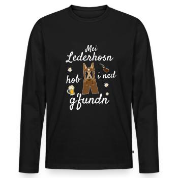 Trachtenshirt Herren Lederhosen - Männer Premium Bio Langarmshirt - Schwarz - Vorne - Nico (187cm)